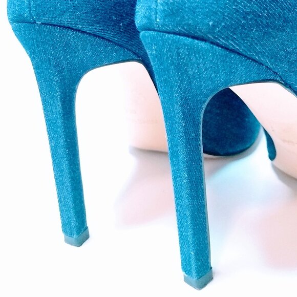 NINE WEST TATIANA STILETTO POINTY TOE BLUE DENIM DRESS PUMPS - Picture 7 of 13